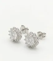 Sparkling Floral Halo Diamond Stud Earrings