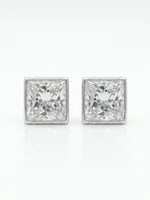 Princess-Cut Solitaire Bezel Stud Earrings