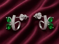 Green Leaf Crystal Stud Earrings