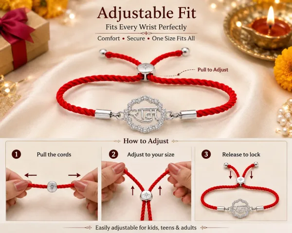 Shree Ram Adjustable Silver Rakhi
