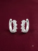 Diamond Graduated Bezel Huggie Hoop Earrings
