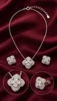 Silver Floral Crystal Necklace