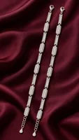 Silver Geometric Link Chain Anklet