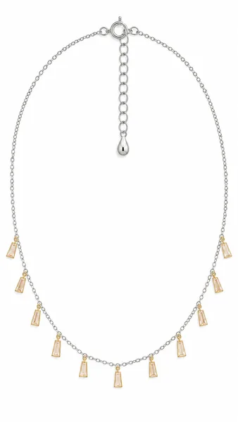 Silver Baguette Charm Pendant Chain