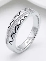 Silver Wavy Pave Ring
