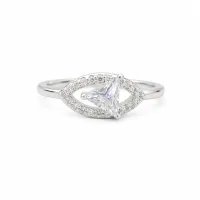 Sterling Silver Triangle Halo Solitaire Ring