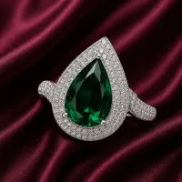 Emerald Teardrop Halo Ring
