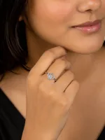 Silver Heart-Shaped Crystal Ring