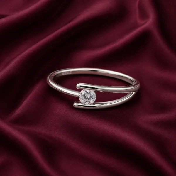 Sterling Silver Round Solitaire  ring