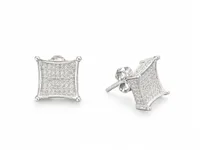 Silver Pavé Square Earring