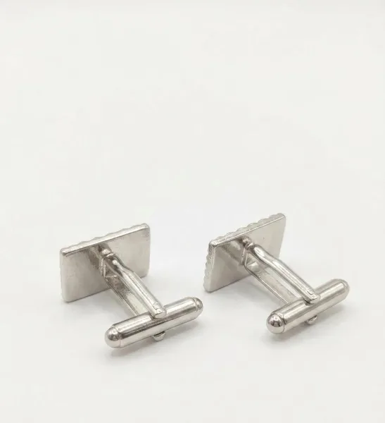 Classic Textured Silver Rectangular Cufflinks