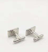 Classic Textured Silver Rectangular Cufflinks