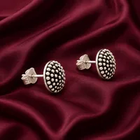Beaded Dome Sterling Silver Stud Earrings
