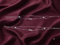 Silver Double-Layer Heart & Heartbeat Anklet