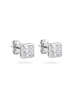 Princess-Cut Bezel Solitaire Stud Earrings