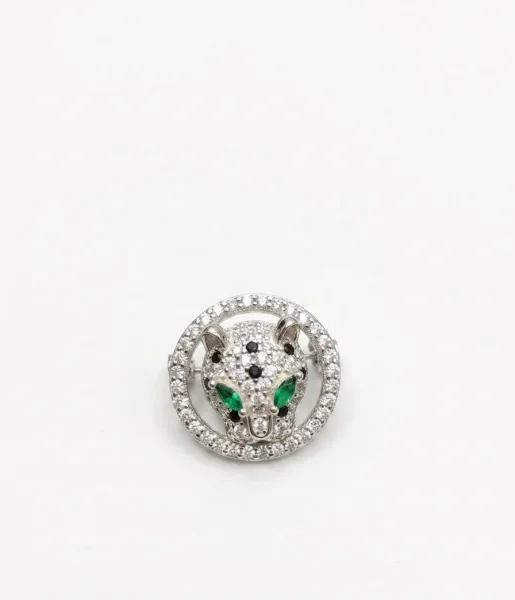 Emerald-Eyed Panther Collar Brooch / Lapel Pin