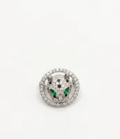 Emerald-Eyed Panther Collar Brooch / Lapel Pin
