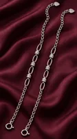 Silver Oval Link Chain Anklet