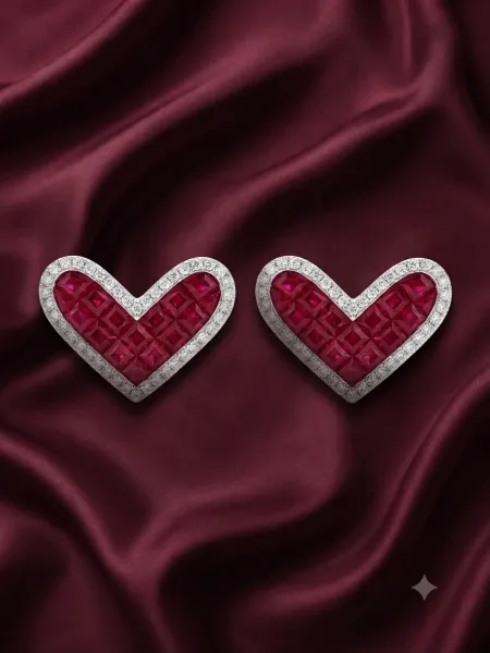 Ruby Romance Heart Earrings