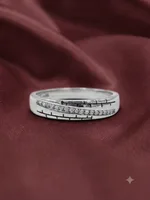 Diagonal Wave Pavé Sterling Silver Ring