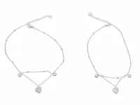 Elegant Double Layer Heart Charm Anklet