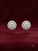 Classic Solitaire Halo Diamond Stud Earrings