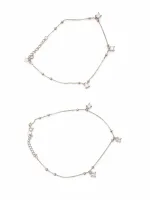 Square Crystal Charm Box Chain Anklet