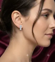 Three-Stone Halo Drop Earrings