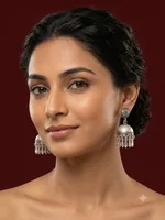 Antique Oxidised Silver Honeycomb Dome Jhumka