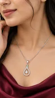 Silver Emerald Teardrop pandent chain