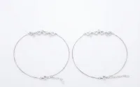 Silver Heart & Crystal Charm Anklet