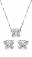 Silver Butterfly Pendant chain with earing