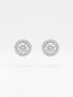 Classic Solitaire Halo Diamond Stud Earrings