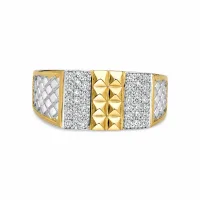 Royal Gold Geometric Pavé Ring