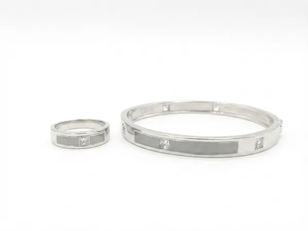 The Slate Inlay Bangle with Ring