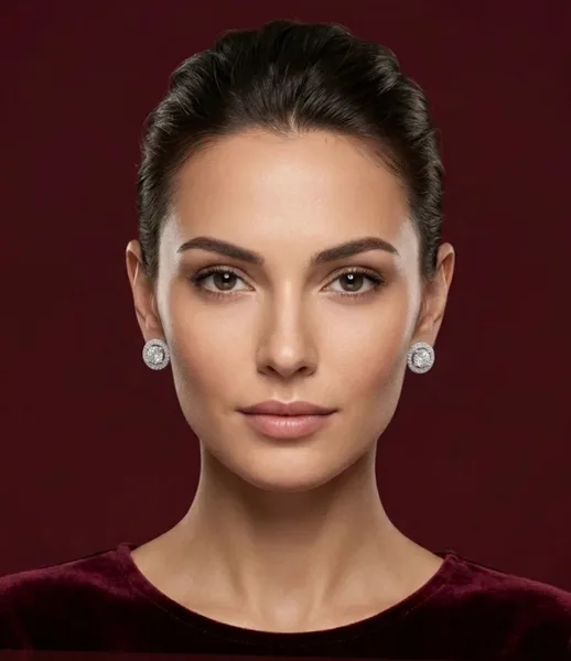 Celestial Solitaire Halo Stud Earrings