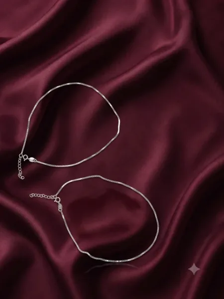 The Minimalist Silver Chain Anklet Pair