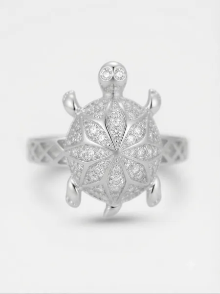 Silver Starburst Turtle Ring