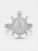Silver Starburst Turtle Ring