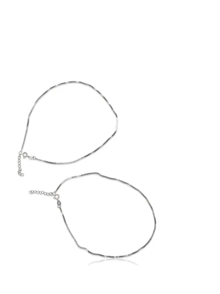The Minimalist Silver Chain Anklet Pair