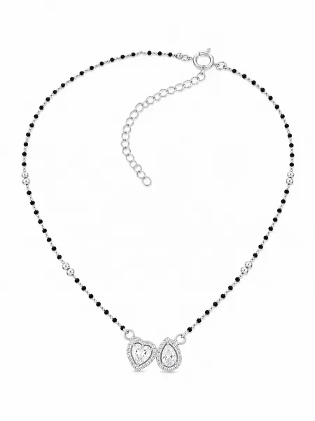 Twin Heart Drop 925 Sterling Silver Mangalsutra