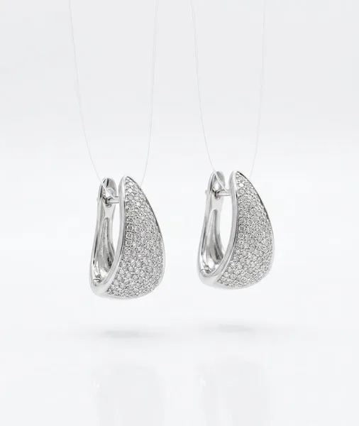 Pavé Diamond Tapered Huggie Hoop Earrings