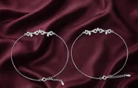 Silver Heart & Crystal Charm Anklet