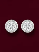 Round Brilliant Cut Bezel-Set Diamond Solitaire Stud Earrings