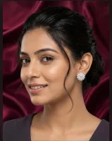 Sparkling Floral Halo Diamond Stud Earrings