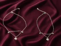 Elegant Double Layer Heart Charm Anklet
