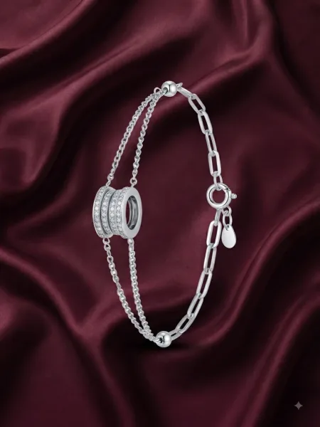 Double Layer Crystal Barrel Bracelet