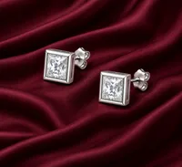 Silver Radiant Square Earring