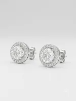 Classic Solitaire Halo Diamond Stud Earrings