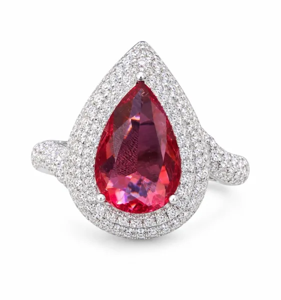 Ruby Teardrop Halo Ring